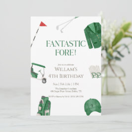 Green Fantastic Fore Preppy Golf Kids Birthday Kaart