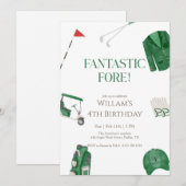 Green Fantastic Fore Preppy Golf Kids Birthday Kaart (Voorkant / Achterkant)
