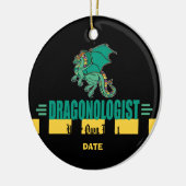 Green Fantasy Dragon Keramisch Ornament (Links)