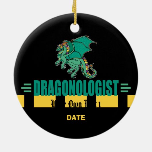 Green Fantasy Dragon Keramisch Ornament (Achterkant)