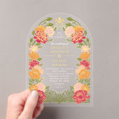 Green Fantasy Enchanted Floral Garden Wedding Arch Acryl Uitnodigingen (Insitu (Draagbaar))