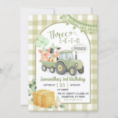 Green Farm Animals Three-i-e-i-o 3rd Birthday Kaart (Voorkant)