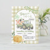 Green Farm Animals Three-i-e-i-o 3rd Birthday Kaart (Staand voorkant)