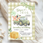 Green Farm Animals Three-i-e-i-o 3rd Birthday Kaart