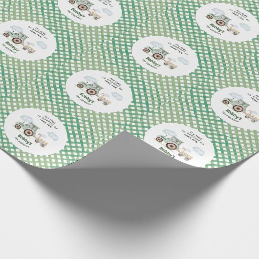 Green Farm Tractor Boys Any Age Birthday Cadeaupapier (Hoek)