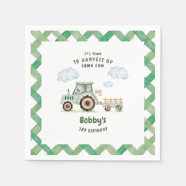 Green Farm Tractor Boys Any Age Birthday Servet