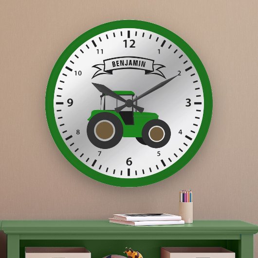 Green Farm Tractor Personalized Name Kids Room Grote Klok