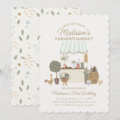 Green Farmer Market Boerderij Verjaardagsuitnodigi Kaart (Voorkant / Achterkant)