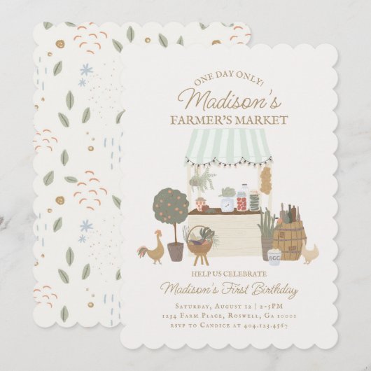 Green Farmer Market Boerderij Verjaardagsuitnodigi Kaart (Voorkant / Achterkant)