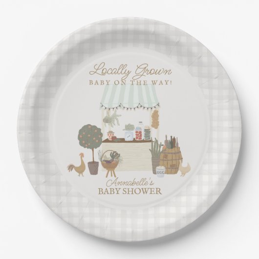 Green Farmers Market Boerderij Verse Baby shower Papieren Bordje (Voorkant)