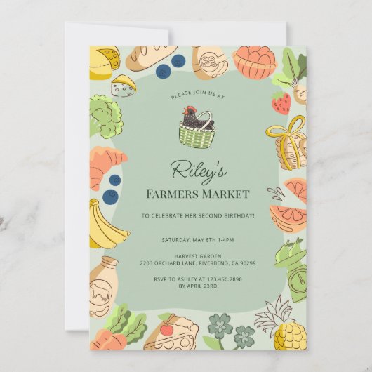 Green Farmers Market Organic Farm Fresh Birthday Kaart (Voorkant)