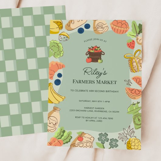 Green Farmers Market Organic Farm Fresh Birthday Kaart