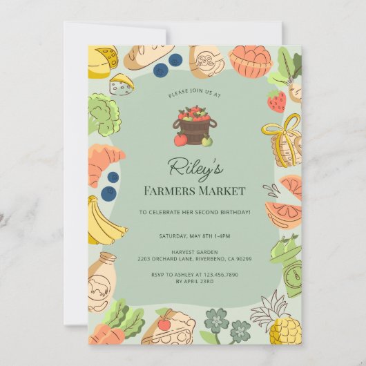 Green Farmers Market Organic Farm Fresh Birthday Kaart (Voorkant)