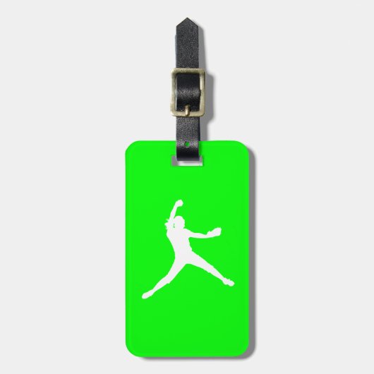 Green Fastpitch Silhouette Bagagelabel (Voorkant verticaal)