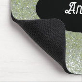 Green Faux Glitter Custom Name Mousepad Muismat (Hoek)