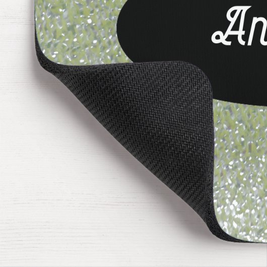 Green Faux Glitter Custom Name Mousepad Muismat (Hoek)