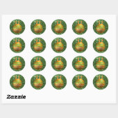 Green Faux Glitter Gold Ball Ornament Ronde Sticker (Vel)