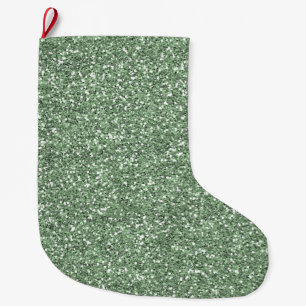 Green Faux Glitter Grote Kerstsok