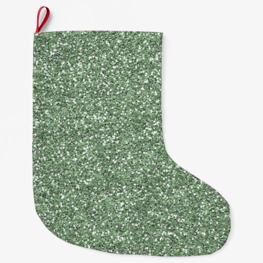 Green Faux Glitter Grote Kerstsok (Voorkant)