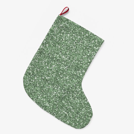 Green Faux Glitter Grote Kerstsok (Voorkant (Hangend))