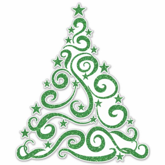 Green Faux Glitter | kerstboomstructuur Sticker (Voorkant)