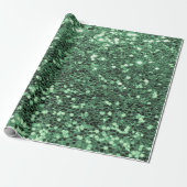 Green Faux Glitter Sparkle Bling Shiny Elegant Cadeaupapier (Uitgerold)