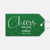 Green Faux Glitter Wedding Favor Cadeaulabel (Voorkant (Horizontaal))