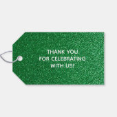 Green Faux Glitter Wedding Favor Cadeaulabel (Achterkant Horizontaal)