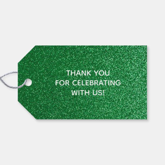 Green Faux Glitter Wedding Favor Cadeaulabel (Achterkant Horizontaal)