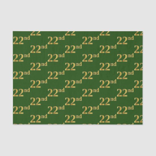 Green, Faux Gold 22e (22-seconden) event Tissuepapier (Voorkant)