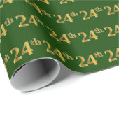 Green, Faux Gold 24th (24ste) event Cadeaupapier (Rol Hoek)