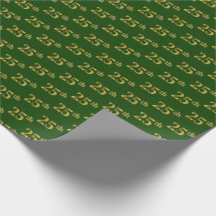 Green, Faux Gold 25th (25th) Event Cadeaupapier