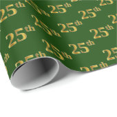 Green, Faux Gold 25th (25th) Event Cadeaupapier (Rol Hoek)