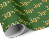 Green, Faux Gold 30th (Dertigste) Event Cadeaupapier (Rol Hoek)