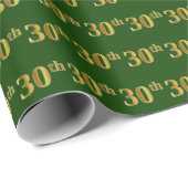 Green, Faux Gold 30th (Dertigste) Event Cadeaupapier (Rol Hoek)