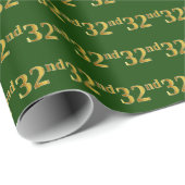 Green, Faux Gold 32e (32e) gebeurtenis Cadeaupapier (Rol Hoek)