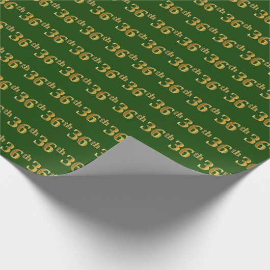 Green, Faux Gold 36th (Zesendertig) event Cadeaupapier (Hoek)