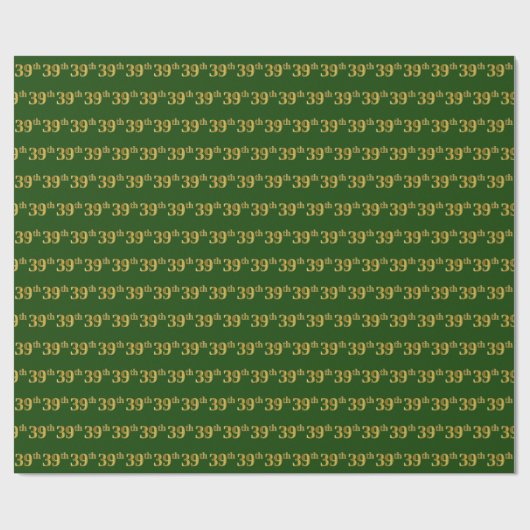 Green, Faux Gold 39th (negenendertig) event Cadeaupapier (Vlak)