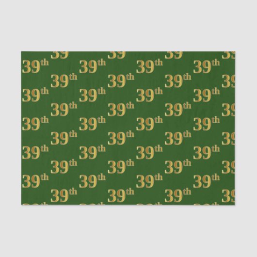 Green, Faux Gold 39th (negenendertig) event Tissuepapier (Voorkant)
