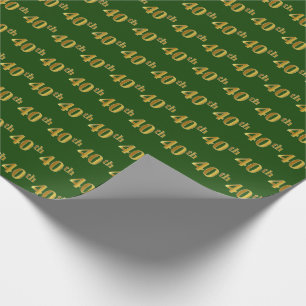 Green, Faux Gold 40th (40ste) event Cadeaupapier