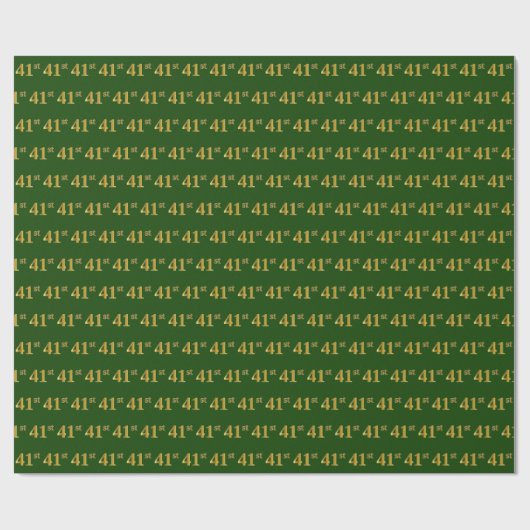 Green, Faux Gold 41st (41ste) event Cadeaupapier (Vlak)