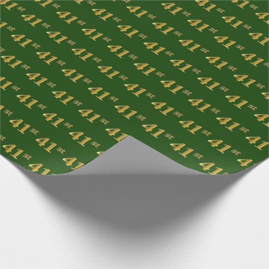 Green, Faux Gold 41st (41ste) event Cadeaupapier (Hoek)