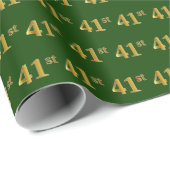Green, Faux Gold 41st (41ste) event Cadeaupapier (Rol Hoek)