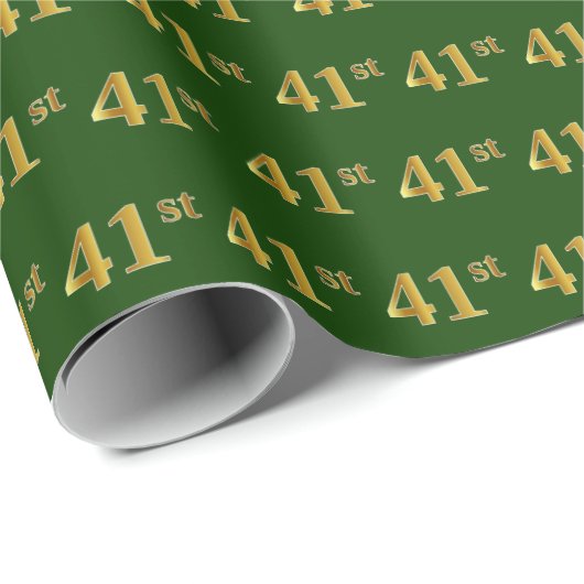 Green, Faux Gold 41st (41ste) event Cadeaupapier (Rol Hoek)