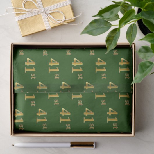 Green, Faux Gold 41st (41ste) event Tissuepapier (Geschenk)