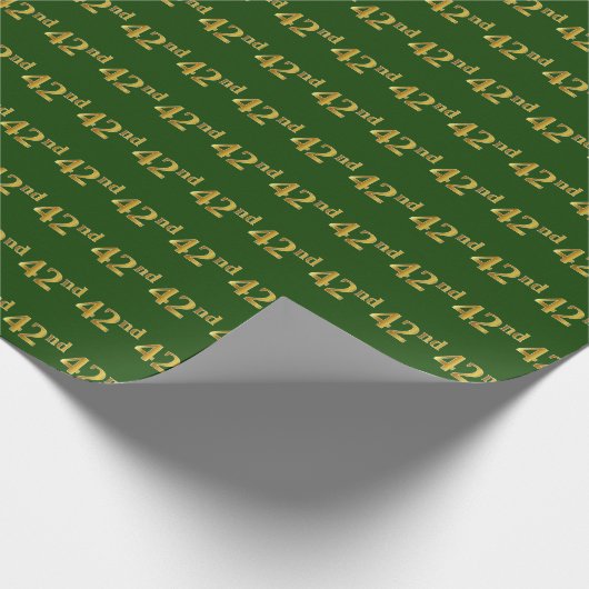 Green, Faux Gold 42e (42e) gebeurtenis Cadeaupapier (Hoek)