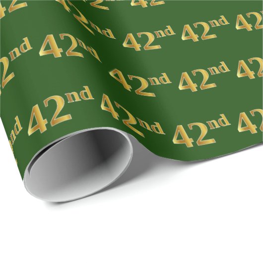 Green, Faux Gold 42e (42e) gebeurtenis Cadeaupapier (Rol Hoek)