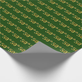 Green, Faux Gold 50th (50ste) event Cadeaupapier