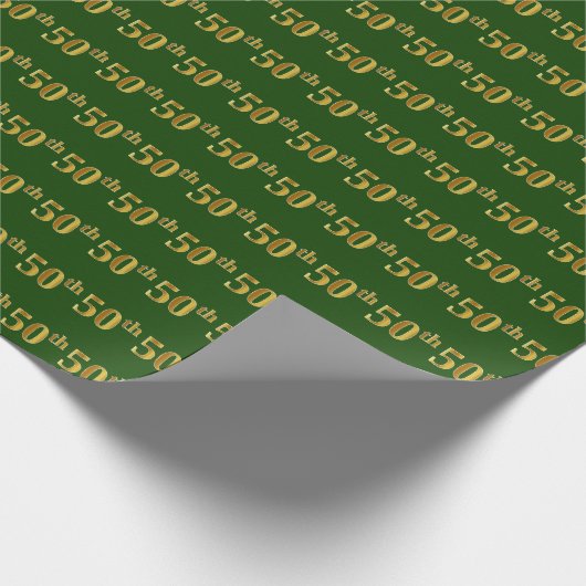 Green, Faux Gold 50th (50ste) event Cadeaupapier (Hoek)