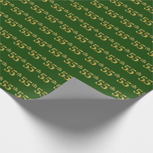 Green, Faux Gold 55th (55th) Event Cadeaupapier (Hoek)